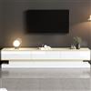 AilZylphera Mobile TV lucido 200 x 40 x 40 cm, mobile TV con 3 cassetti, moderno TV basso/TV con vano portaoggetti, mobili per soggiorno e aree di intrattenimento, bianco + oro