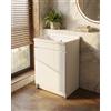 Arredamenti Delmar Delmar Mobile Lavatoio in Legno Nobilitato, Bianco, 60x45 cm Altezza 85 cm, Con Sportello Push e Lavabo Pila Pilozzo in Resina, Made in Italy, Già Montato per Bagno e Lavanderia