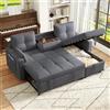 Trdlpyn Divano Letto Estraibile con funzione letto, Divano Letto Modulare con Spazio Contenitore e Portabicchieri, Chaise Longue, Mobili imbottiti divano Angolare 3 Posti Forma di L,Grigio
