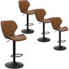 EUGAD Sgabelli Cucina Set di 4 con Schienale, Regolabile, PU Marrone