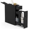 KOMFOTTEU Mobile portaoggetti stretto con 2 cassetti, armadio salvaspazio ideale per spazio di ripostiglio, colonna del bagno, cucina, ufficio, WC, 48 x 16 x 58 cm (nero), QF42884FQFR