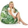 Italpouf Poltrona Sacco L Bambini, Interno ed Esterno, Riempimento Perle Polistirolo, Sfoderabile, Impermeabile, Certificato, Giungla, 90x77 cm