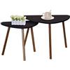 ETNIC ART - Set di 2 tavolini da caffe scuri in legno scandivavi 60x40xH45cm e 46x30xH41cm minimalisti appoggio piante vasi comodino legno MDF-Prodotto di QUALITA'