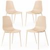 Bricozone Set 4 Sedie Da Pranzo Moderne Con Seduta In Polipropilene Schienale Ergonomico Gambe In Metallo Resistenti Sedie Cucina Sala Da Pranzo Soggiorno Design Minimal 87x53x49 Cm (Beige)