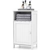 GYMAX Armadio da Bagno con Porta, Armadietto a Terra, Mobile da Bagno, con 4 Ripiani, per Camera da Letto & Soggiorno & Ufficio, 40 x 30 x 70 cm (Bianco)
