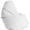 Avalon Puff Poltrona Sacco Grande Bag L Mamba 80x80x125cm - 300 Litri Made in Italy in Finta pelle Imbottito per Ambiente Interno ed Esterno Colore Bianco