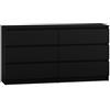 Home Collective Cassettiera, camera da letto, corridoio, armadio, credenza, credenza con 6 cassetti, larghezza 140 cm, altezza 75 | Nero