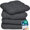Beautissu Set da 4 Cuscini Lisa 40x40x8cm per sedie e panche Giardino - Antracite - soffice Imbottitura Senza Lacci