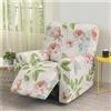 FANSU Copripoltrona Relax Reclinabile Elasticizzato, 1 Posto Elegante Fiori Copripoltrona Reclinabile Elettrica Coprisedile con Tasche, Universale Fodere per Poltrona Relax (Fiori Rosa)
