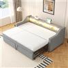 Oxtao Divano letto imbottito allungabile 90/180 x 190 cm, letto giorno con LED e funzione di ricarica USB, letto giornaliero con vano portaoggetti multifunzionale, lino, senza materasso (grigio chiaro
