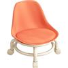 Fdit Sgabello con Rotelle Ad Altezza Bassa con Schienale, Ruote in Pelle PU, Comodo e Resistente Universale per Casa, Ufficio, Bagno, Esterno, Giardino, Salone (ORANGE)