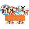 WOOPARTY Kit Compleanno Bing per 8 Persone - Set Festa con Piatti 23cm e Piatti 18cm, Bicchieri, Tovaglioli e Tovaglia - Addobbi Tema Bing per Bambini