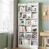 Hzuaneri Libreria a 7 Ripiani, Scaffale con Scomparti e Ripiani Aperti, Organizzatore, Libreria Verticale Mobiletto Multiuso per Soggiorno, Camera da Letto, Studio, 24 x 80 x 199 cm, Bianco BC32803X