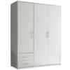 Stella Trading VALENCIA, Armadio bianco a 3 ante molto capiente, versatile con ante a battente, per la vostra camera da letto, 155 x 195 x 60 cm, L x A x P