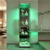 DADEA Vetrina con Specchio, Vetrinetta in Vetro 4 Ripiani 1 Porte, 42,5×36,5×164 cm, Vetrine in Vetro a Specchio Vetrina Colonna Espositiva Colonna Vetrinetta Casco con LED Vetrinette Espositive