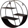 Generic Mensola rotonda da parete, mensole a parete galleggianti, Scaffale multi-sezione, scaffale a L, stile industriale, legno e metallo, vetrina montata, diretta 50 cm nero metallo,