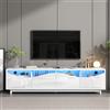 FAYICIC Mobile TV con design curvo, bianco lucido, porta armadio in vetro temperato, illuminazione a LED, 175 x 38 x 51 cm