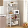 SogesHome Scaffale da cucina verticale a 5 livelli Scaffale Baker's Shelf per microonde con 8 ganci per stoviglie Scaffale verticale in legno e acciaio, 80 x 40 cm