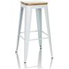 HJH Office sgabello girevole VANTAGGIO HIGH WS Sgabello dal design industriale, impilabile, sedile in legno girevole a 360°, bianco