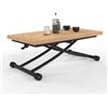 IDMarket - Tavolino 2 in 1 URBANA, trasformabile in tavolo da pranzo rettangolare, 100 cm, legno e nero, design industriale