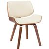 CLP Sedia da pranzo Beverley imbottita in ecopelle, Sedia da cucina in legno curvato, con schienale, Colore:noce/crema