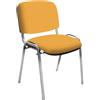 IDEALSEDIE DI GALIZIA MICHELE IDEALSEDIE - Sedia Scrivania Senza Rotelle con Telaio Cromato, Sedia Ufficio Senza Ruote Comoda, Impilabile, Sedie per Sala d'Attesa, Sala Riunioni, Conferenze (Finta Pelle, Senape)