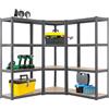 Juskys Sistema di scaffali metallici da 3 pezzi Easy | 1 ripiano angolare e 2 ripiani portaoggetti | 12 ripiani in legno MDF | 960 kg | Scaffalatura per carichi pesanti Scaffalatura a innesto Grigio