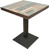 Willonin Tavolo da pranzo, tavolo quadrato, bar, cena, ristorante, casa interna, tavola di legno + gambe in ferro, 60 x 60 x 75 cm, pavimento floreale vintage