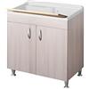 Negrari Eco Lavatoio Montato 80x50 L80 P50 H85 cm Olmo Interno Lavanderia Mobile Legno Vasca Grande Polipropilene Asse Pino Verniciato Piedini Regolabili Ante Battenti Economico Qualità Medio Alta