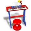 Bontempi | MiniKeyFun - Tastiera Giocattolo a 37 Tasti per Piccoli Musicisti con Microfono, Sgabello e Leggio, Blu e Rosso, 54,4x32,9x15,9 cm