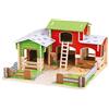 Bigjigs Toys Bigjigs Giocattoli di Legno Cobblestone Farm con Lavoro Gates, Una stalla, fienile