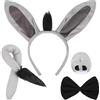 AYNKH Set di 4 costumi da asino, accessori per travestimento con orecchie d'asino, coda, naso e papillon, per bambini e adulti, per cosplay, Halloween, carnevale e feste a tema