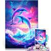 AITEXI puzzle 1000 pezzi per adulti Delfini che saltano al tramonto giochi divertenti per famiglie Migliorare l'amore tra le coppie 52x38cm