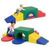 COSTWAY Set di 7 Blocchi da Arrampicata e Strisciamento per Bambini da 1 Anno in Su, Set di Costruzioni in Schiuma da Interno per Bambini a Arrampicarsi, Strisciare e Scivolare (Verde)