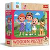 Trefl - Puzzle in Legno: Cocomelon, l'Allegro Cocomelon - 24 Pezzi, Wooden Puzzle, Bordi Arrotondati, Motivo Decorativo sul Retro, per Bambini dai 3 anni