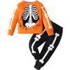 Generico Bambini Ragazzi Ragazze Halloween Manica Lunga Cartone Animato Scheletro Stampe Top Pantaloni Due Pezzi Casual Sport Outfit Set Per Bambini Vestiti Bambina 10 Anni Femmina (Orange, 1-2 Years)