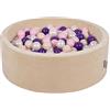 KiddyMoon Velluto Piscina Di Palline 90X30cm/200 Palline ∅ 7CM Per Bambini Tondo Fabbricato In EU, Beige Sabbia: Beige Pastello/Rosa Chiaro/Perla/Viola