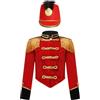 Freebily Giacca da Direttrice di Circo Bambino Ragazzo Uniforme da Soldato Giocattolo Cappotto da Showman Giacche da Banda con Cappello Uniforme da Tamburo Maggiore Rosso 9-10 anni