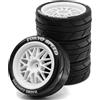 Caruner 4PCS Racing Tire Wheel RC Ricambi per Kyosho FW06 Tamiya TT01 TT02 XV01 1/10 RC auto, bianco