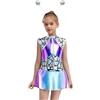 Monduelle Bambina Spaziale Costume da Alieno Lucido Tuta Metallizzato Abito Vestito +Cerchietto Compleanno Spazio Cosplay Festa di Halloween Carnevale Argento blu 13-14 anni