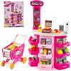COSTWAY Cassa Gioco Supermercato per Bambini, Supermercato Giocattolo con Carrello della Spesa, Registratore di Cassa, Scanner, Luci e Suoni, Gioco di Ruolo con 29 Accessori (Rosa)