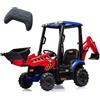 HAUSPROFI 4 in 1 Escavatore, 12 V JCB con Licenza Auto Elettrica, Giocattolo da Cavalcare con Telecomando, pala Frontale, Clacson e Pneumatici EVA, Escavatore per Bambini Trasformabile in 4 Forme, Rosso