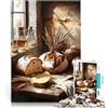 AITEXI Puzzle da 1000 pezzi per adulti Natura morta di pane rustico Riduzione dello stress interessante è ideale come regalo per tutta la famiglia 75x50cm