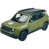 Generisch Welly modello auto compatibile con Jeep Renegade Trailhawk verde militare ca 1/34 - 1/39 Metal Model Auto Die Cast Nuovo in scatola