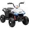 AIYAPLAY Quad elettrico per bambini, 12 V, con sospensioni a 4 ruote, lettore musicale MP3, veicolo per bambini con fari, marcia avanti e indietro, per bambini da 3 a 5 anni, 5 km/h, metallo, bianco