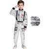 Generico Costume Astronauta Per Bambini Bambini Astronauta Carneval Costumes Set Con Guanti Tuta Spaziale Da Ragazzi E Ragazze Costume Da Spaziale Per Carneval Halloween Cosplay (Silver #3, 8-10Years)