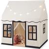 HOMASIS Tenda per Bambini in Cotone, Casa da Gioco per Bambini con Luci Stellari, Borsa per il Trasporto, Tappetino, Regalo per Ragazzi e Ragazze, Tenda da Gioco Interni e Cameretta (Beige+nero)