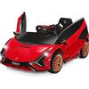 COSTWAY Macchina Elettrica Lamborghini per Bambini da 12V, Veicolo Elettrico con Luci LED MP3 Telecomando, Fino a 5km/h, +3 Anni (Rosso)