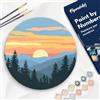 Figured'Art Dipingere con i Numeri su Disco di Legno da 30 cm - Paint by Numbers, Foresta di pini, Passatempo per Adulti, Kit Completo, Hobby Creativi - Quadri fai da te