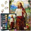 TISHIRON Jesus Puzzle per adulti, 1000 pezzi, Gesù Cristo, con fiori, chiesa, finestra, puzzle, per adulti, decorazione della casa, tema, tema, famiglia, serata di gioco, 70 cm x 50 cm